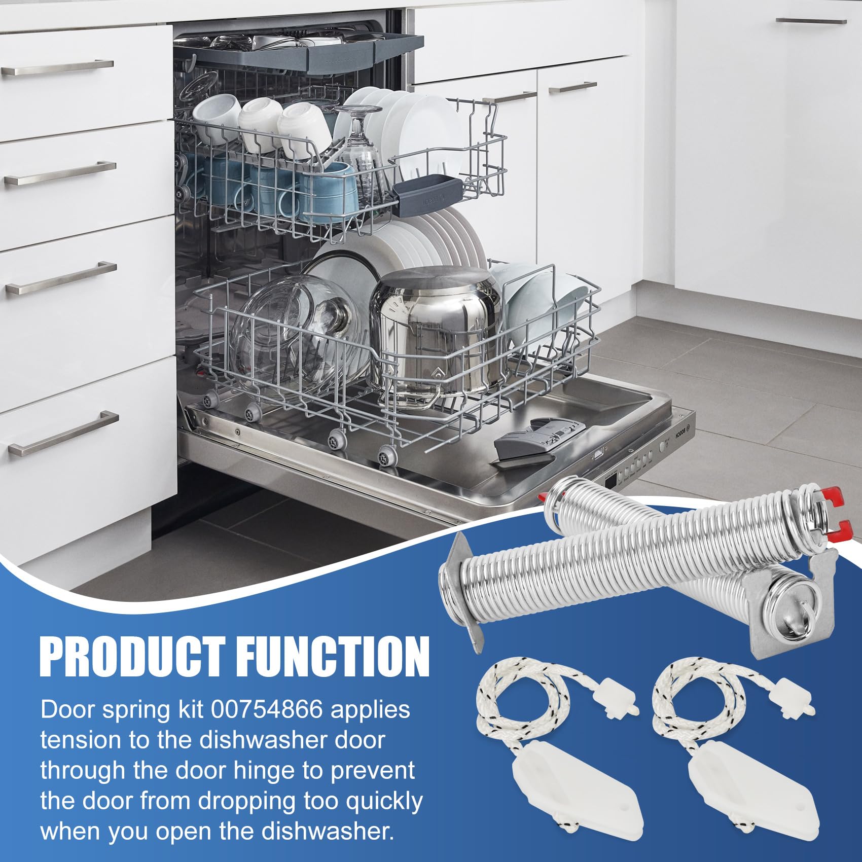 2025 Upgraded 00754866 Dishwasher Door Spring Kit (Stainless steel) Compatible With Bosch Dishwasher Parts, Replaces AP5804978 PS8770519 00623540 00627230 00659339 00751392 3279707-10 Year Warranty - Image 5