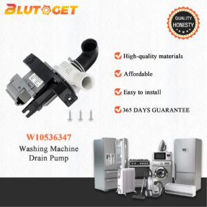 2026 UPGRADED W10536347 W10155921 W10049390 Washer Drain Pump-Sturdy Long Lasting Pump-Fit for Whirlpool Kenmore Maytag Washer AP5650269 W10217134 W10281682 with 3 Mounting Screws-365 DAYS by Blutoget