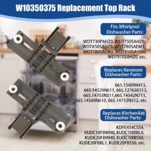 2 Packs W10350375 UPGRADED Replacement Top Rack Replace for kenmore whirlpool Dishwasher Parts, Replace W10712395 AP5957560, Dishwasher Upper Rack Parts Fit for WDT730PAHZ0 WDTA50SAHZ0 WDT970SAHZ0