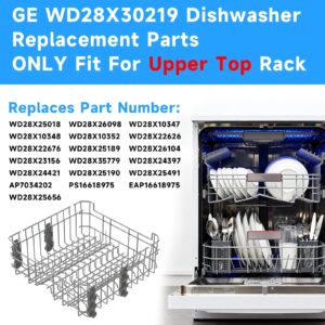 WD28X30219 WD28X35779 Upper Dishrack for Ge Dishwasher Rack Replacement WD28X24397 WD28X26098 Dishwasher Top Rack Replacement with Roller Wheels,GE GDT535PSM0SS GDT550PYR0FS Dishwasher Upper Rack