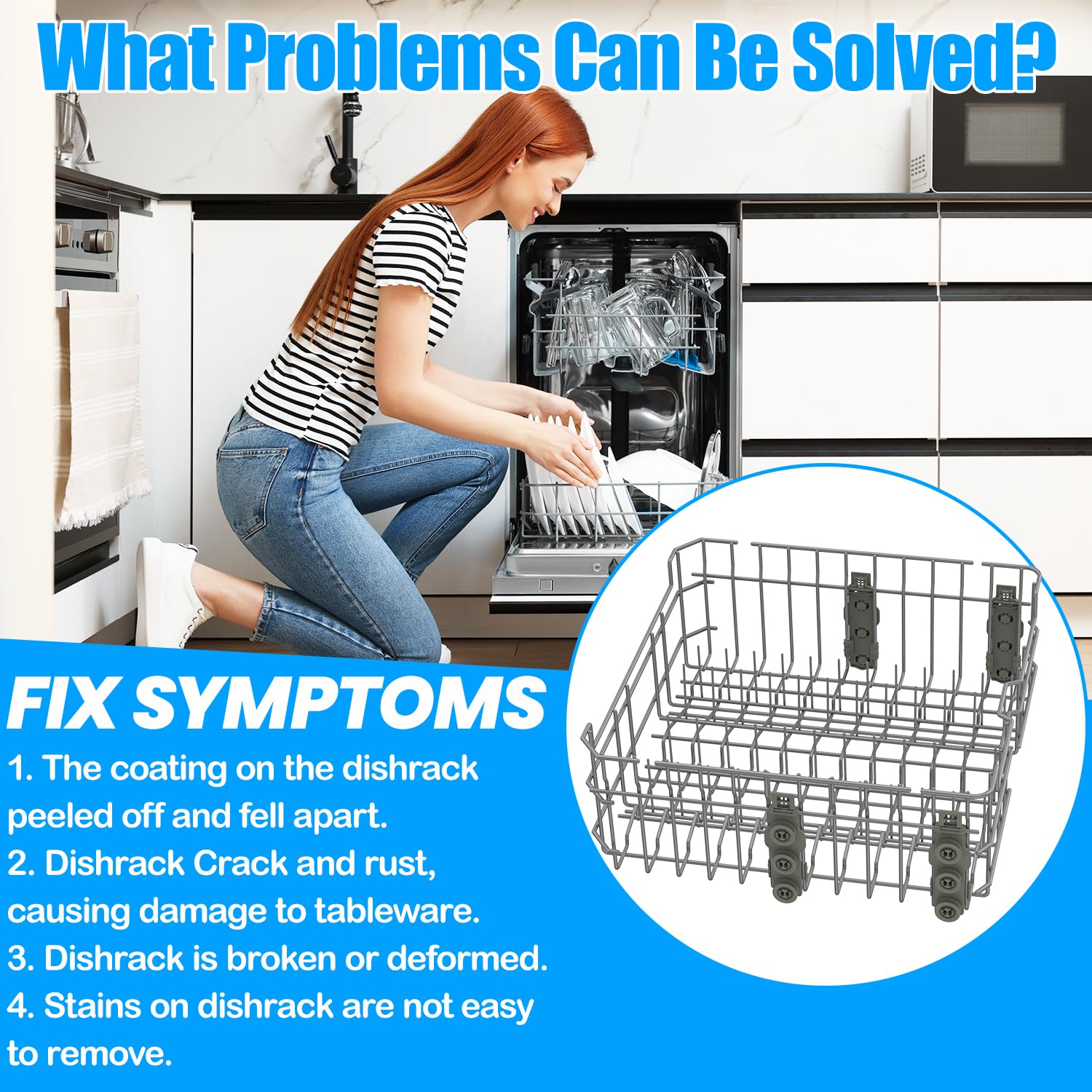 Upgraded WD28X35779 Dishwasher Upper Rack Compatible with GE Dishwasher Rack Replacement WD28X30219 GDF510PSR3SS GDF510PSM0SS GDF535PSR0SS GDT550HSD4SS GE Dishwasher Parts Top Rack Tray With Wheels - Image 7