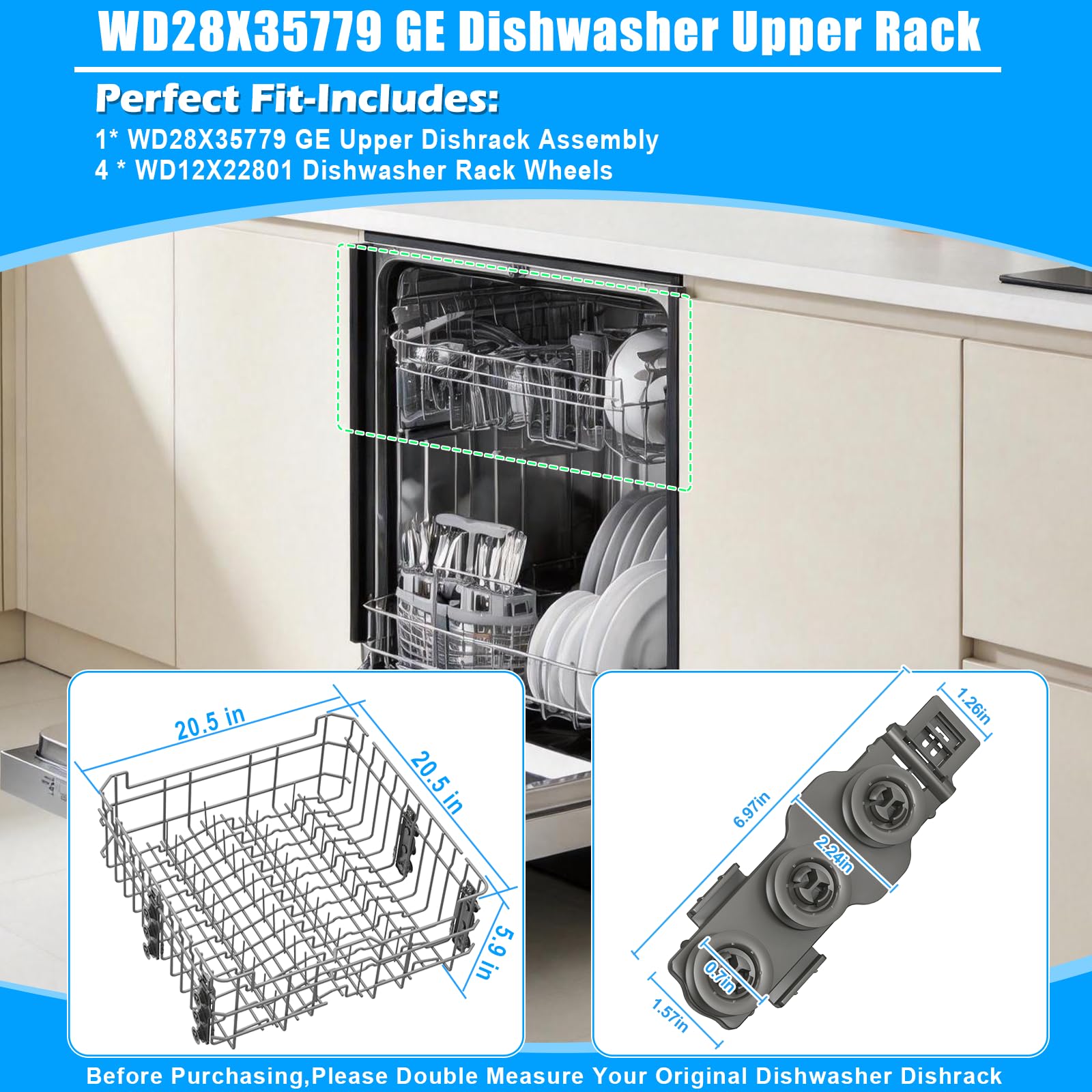 Updated WD28X35779 WD28X30219 Upper Rack for GEDishwasher Rack Replacement - Image 4