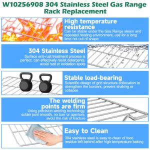 Upgraded 2PACK W10256908 304 Stainless Steel Gas Range Oven Stove Rack Replacement, Compatible with Whirlpool, Maytag, Amana Oven Flat Racks WFG550S0HV3, MGR6600FW6, AGR6603SFS1 Metal Wire Racks