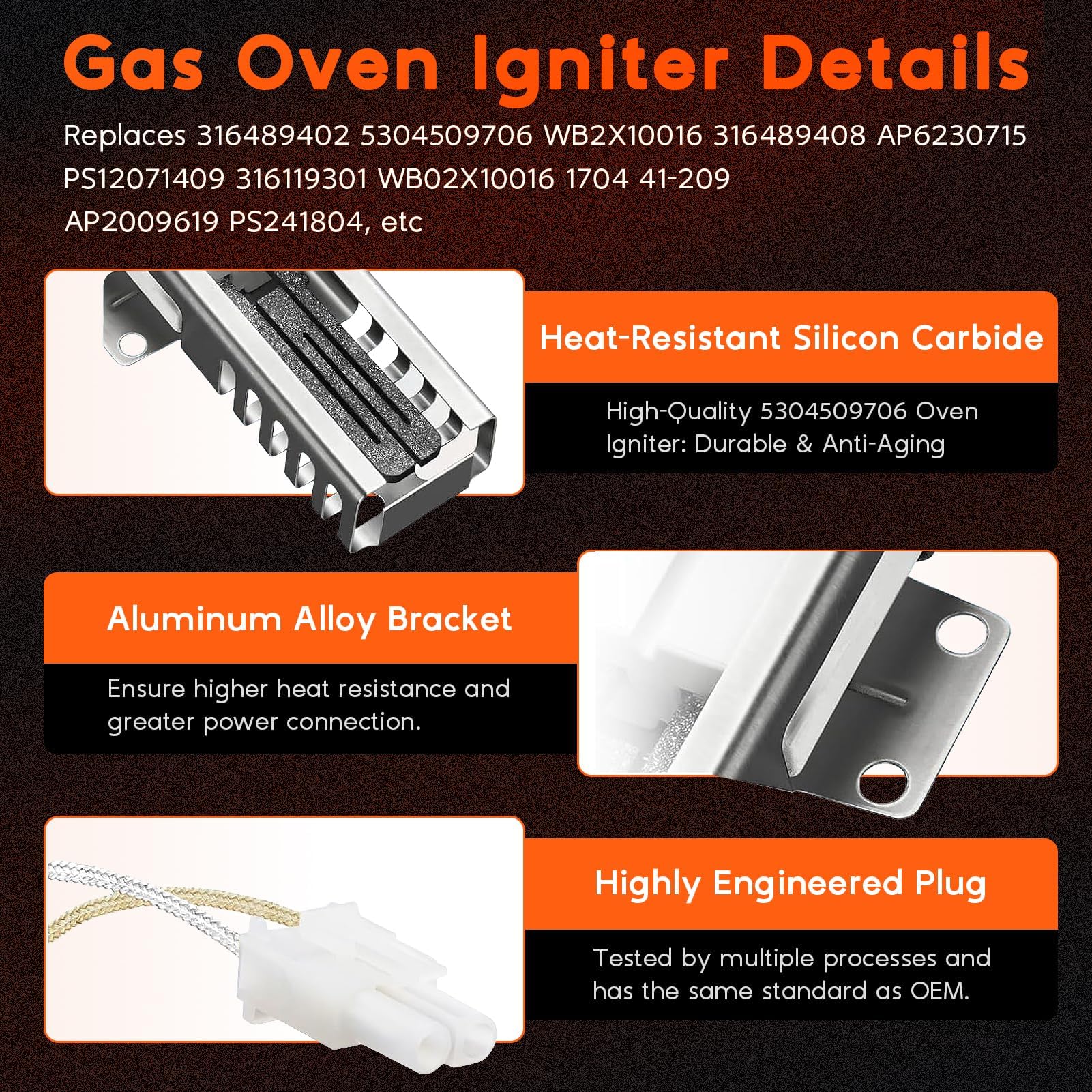 5304509706 Oven Igniter Fit for Frigidaire Gas Oven - Image 3