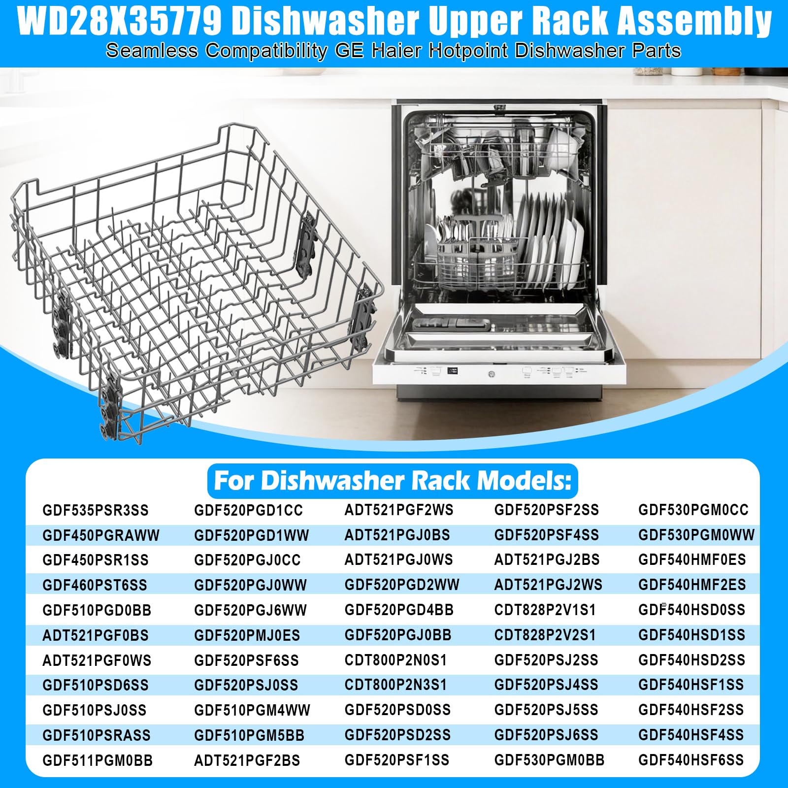 Updated WD28X35779 WD28X30219 Upper Rack for GEDishwasher Rack Replacement - Image 3