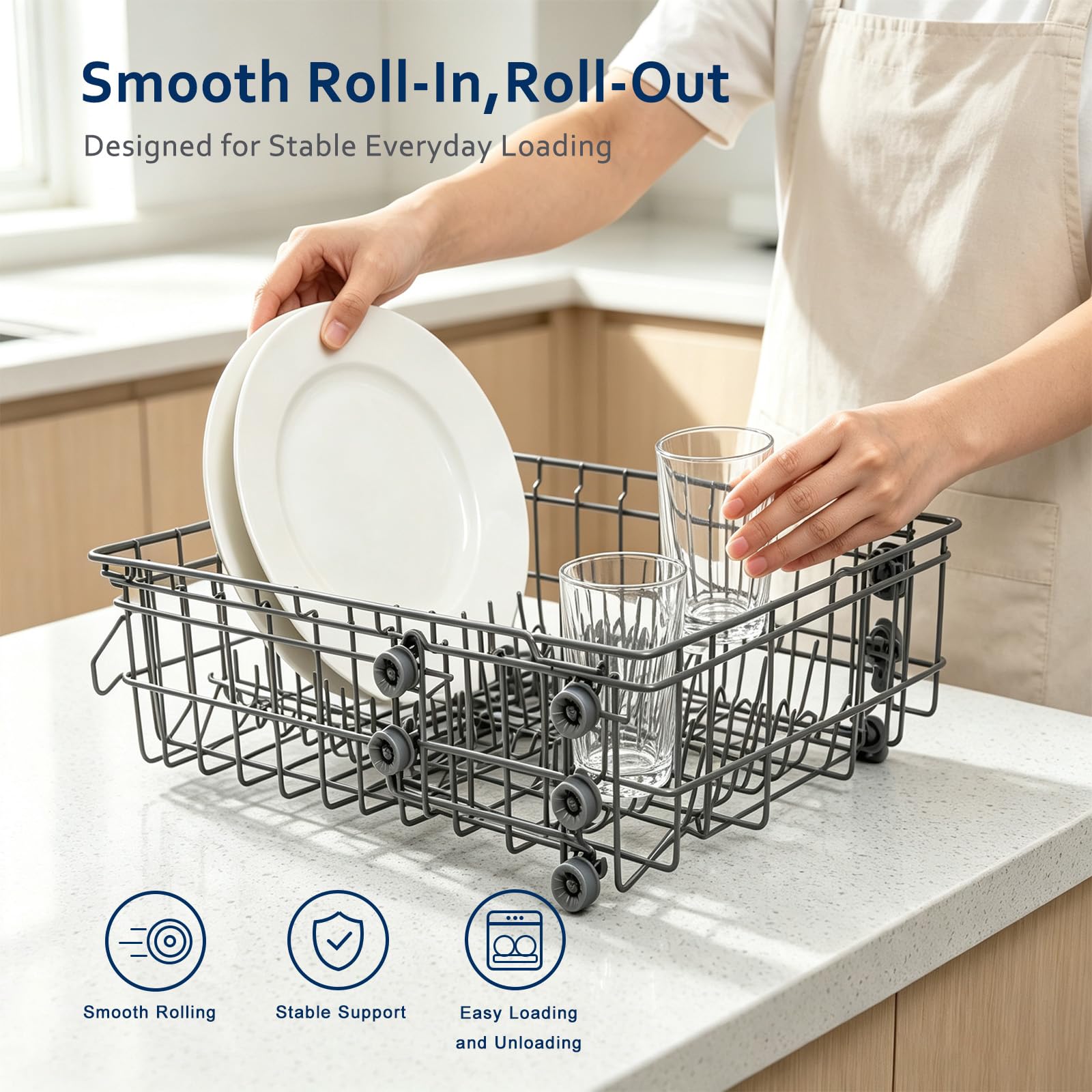 DD82-01385B A/S Dishwasher Rack Assembly Compatible with Samsung Dishwasher Rack Replace Number 4978666 AP6807483 Center Dishrack Fit Samsung DW80R2031US DW80N3030US DW80CG4021SR
