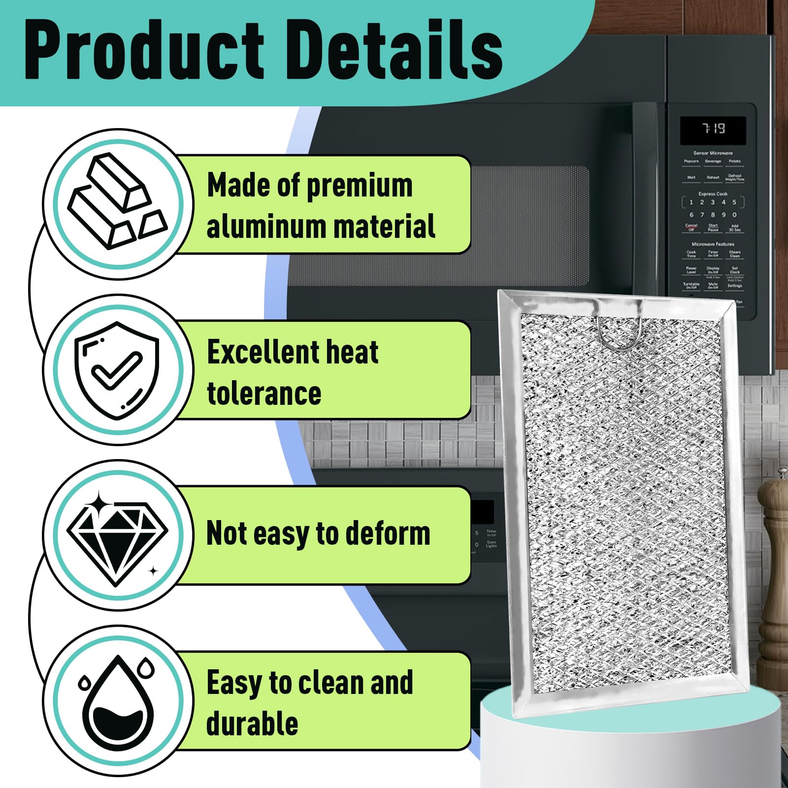 2PCS Microwave Grease Filter Set Compatible with GE JVM7195SK6SS