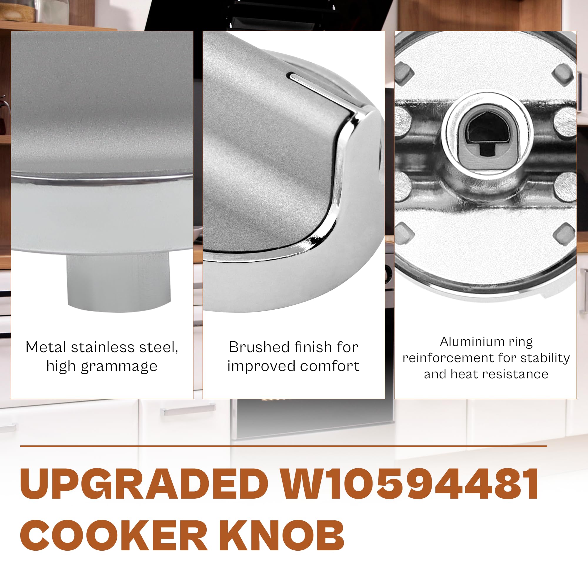 TOMOON 𝗦𝘁𝗮𝗶𝗻𝗹𝗲𝘀𝘀 𝗦𝘁𝗲𝗲𝗹 W10594481 Gas Range Stove Knobs - Image 7