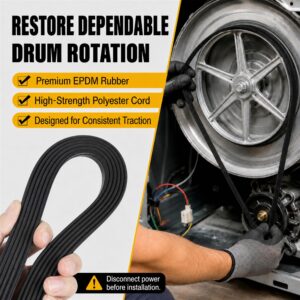 JZWON 6602-001655 Dryer Drum Drive Belt, 92-Inch x 5/16-Inch, 5-Rib 4-Groove Replacement for Select Samsung and Kenmore Dryers, Replaces 6602-001314, AP4373659, PS4133825