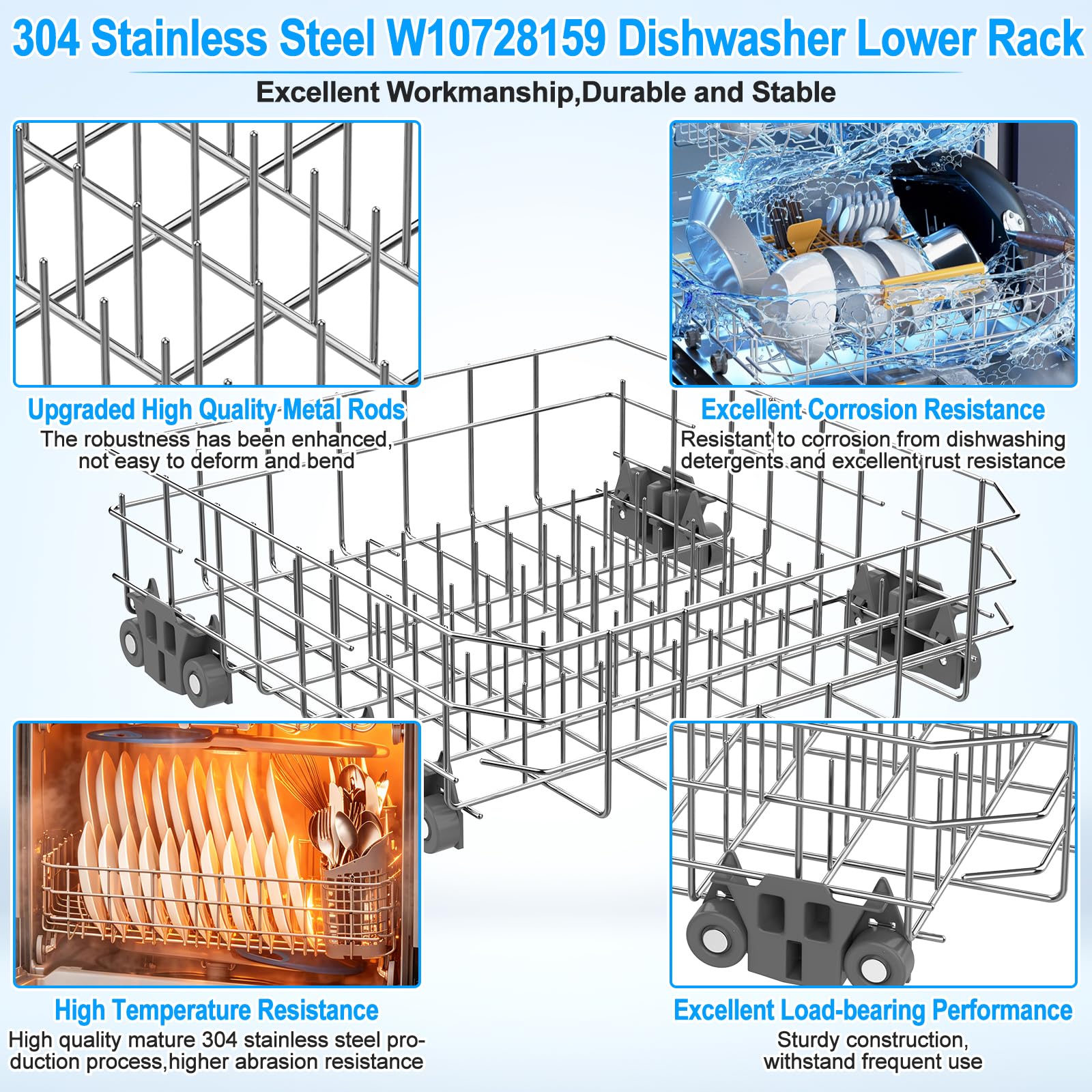Upgraded W10728159 Dishwasher Lower Rack Replacement for Kitchenaid Maytag - Image 5