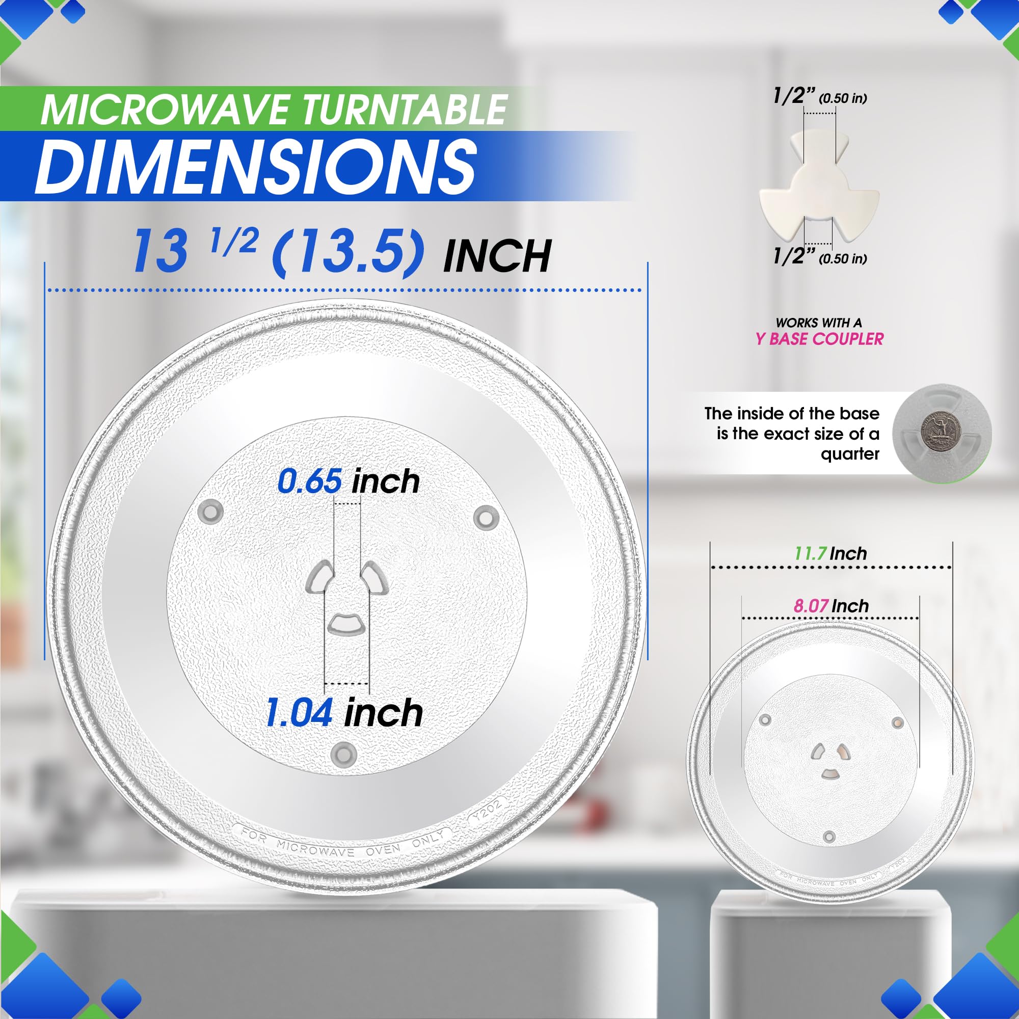 Microwave Plate Replacement 13.5 inch Fits 5304464116 Frigidaire Microwave Turntable Plate - Exact Replacement Microwave Glass Plate For Better Reheating and Cooking - Spinning Dish Tray For Oven