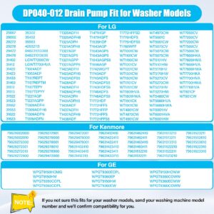 4681EA1007A DP040-012 Washer Drain Pump Assembly(OEM) Compatible with LG WT1501CW WT1201CV WT1201CW WT4870CW, Kenmore 796.31513210 and More, Replacement Parts 2649379 AP5672914 EAP7785119 PS7785119