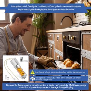 WB2X9154 Gas Range Oven Igniter for G-E XL44 Oven Igniter, for G-E Oven Igniter, Round for G-E Gas Oven Igniter Replacement WB13K10027 WB13K3 WB13K4 4342528 AP2014008 GR403 Etc,120V Model Specific.