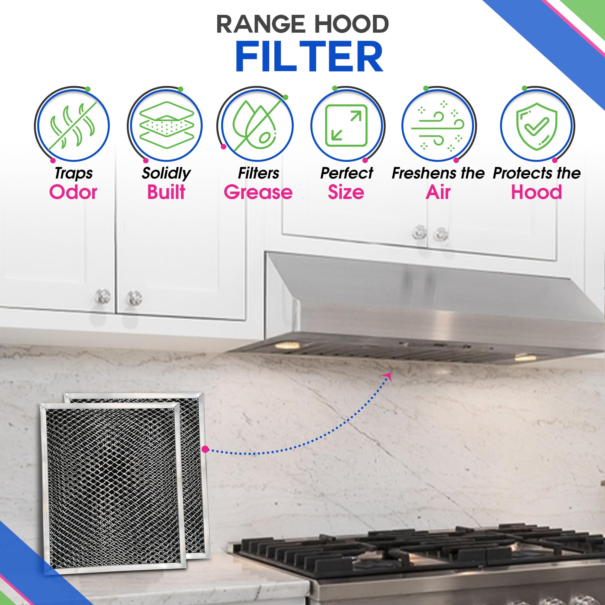 Stove Vent Filter 10.5"x8.8" 97007696 Fits Nutone Broan Range Hood Filter - Image 3