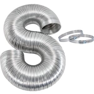 Eastman 8 Foot ArmorFlex Dryer Vent, Flexible Aluminum Duct with Clamps, Semi-Rigid, 69028