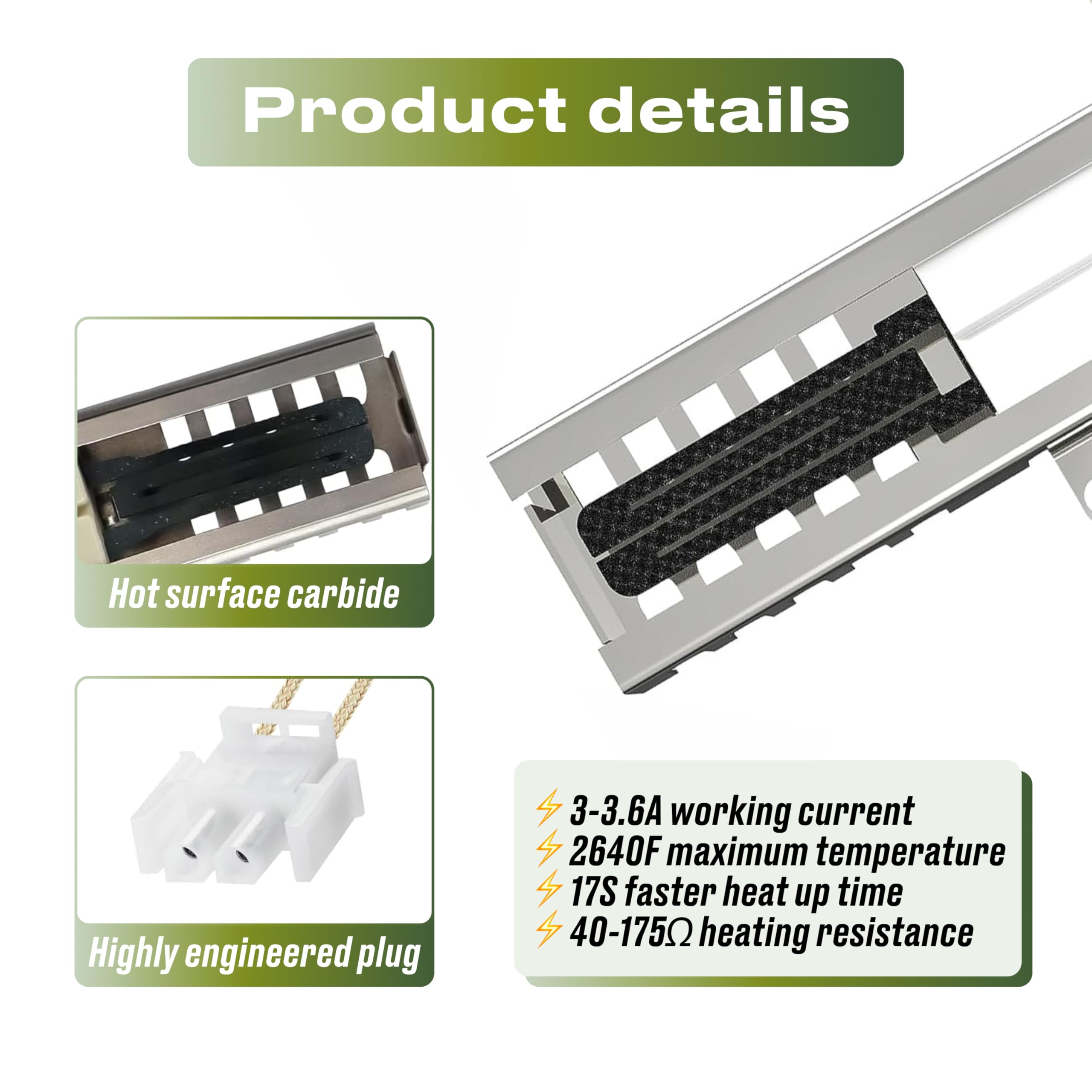 DG94-00520A Range Oven Igniter Replacement for Samsung NX58J5600SG/AA NX58H5600SS NX58H5650WS NX58F5500SS NX58H9500WS Range ModelF Fits Model: (FX5, FX7, NX58M, NX58K, NX58J, NX58H, NX58F) (Normal)