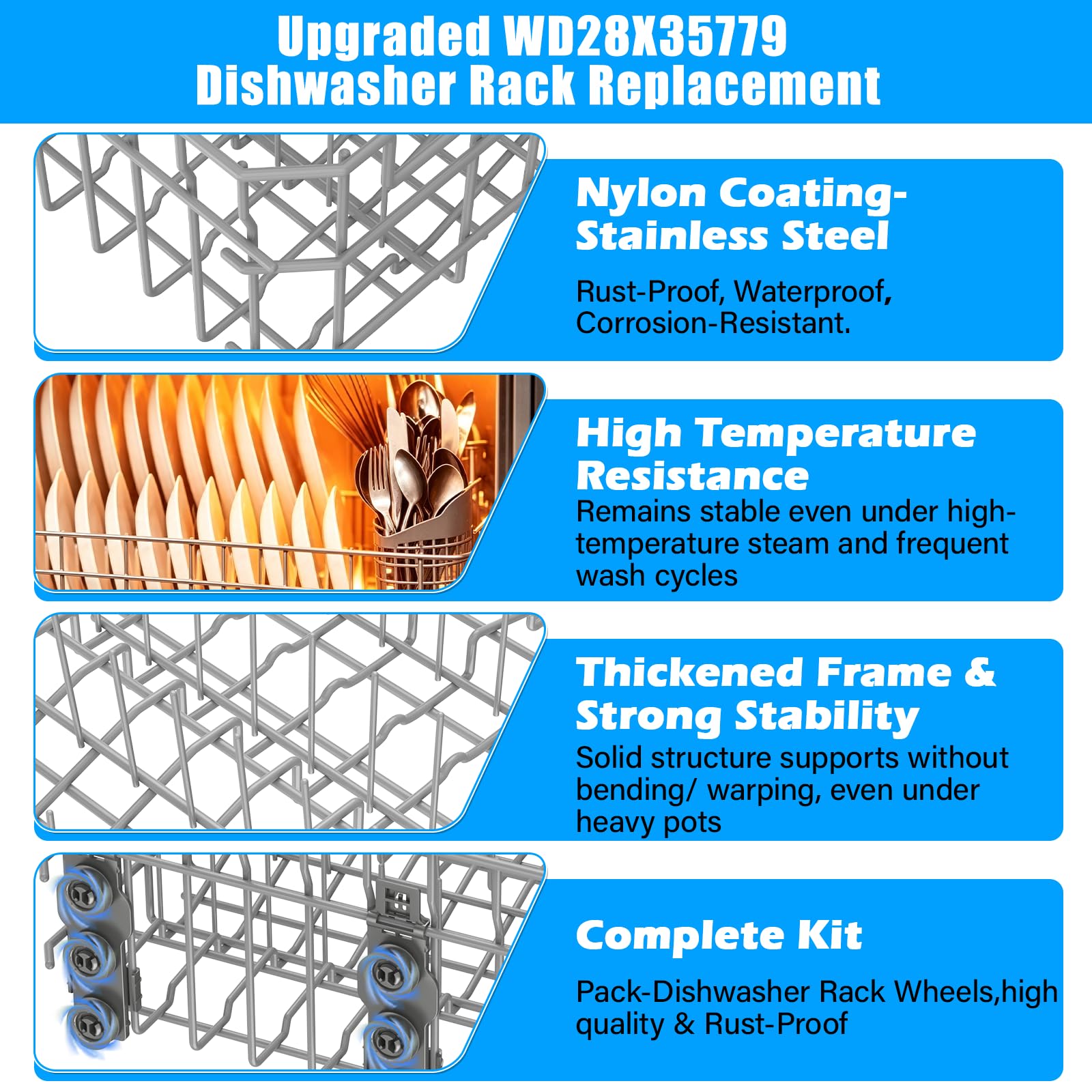 Updated WD28X35779 WD28X30219 Upper Rack for GEDishwasher Rack Replacement