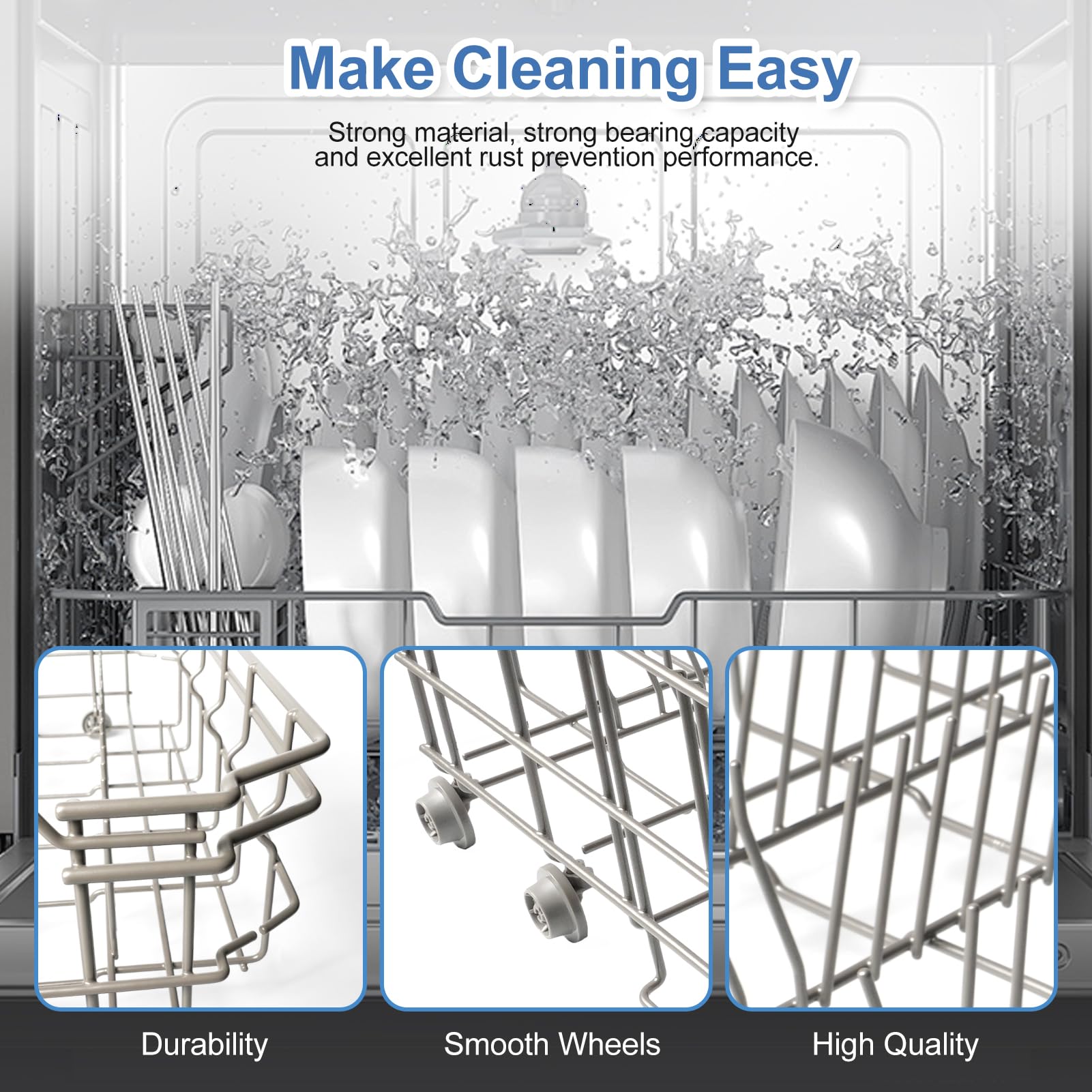 【2026 UPGRADED】DD82-01384A Dishwasher Lower Rack Replacement Parts Fit for Samsung Dishwaher DW80R2031US, DW80R2031UG, DW80N3030US, DW80N3030UB, DW80N3030UW, DW80M2020US, DW80CG4021SR, DW80CG4051SR