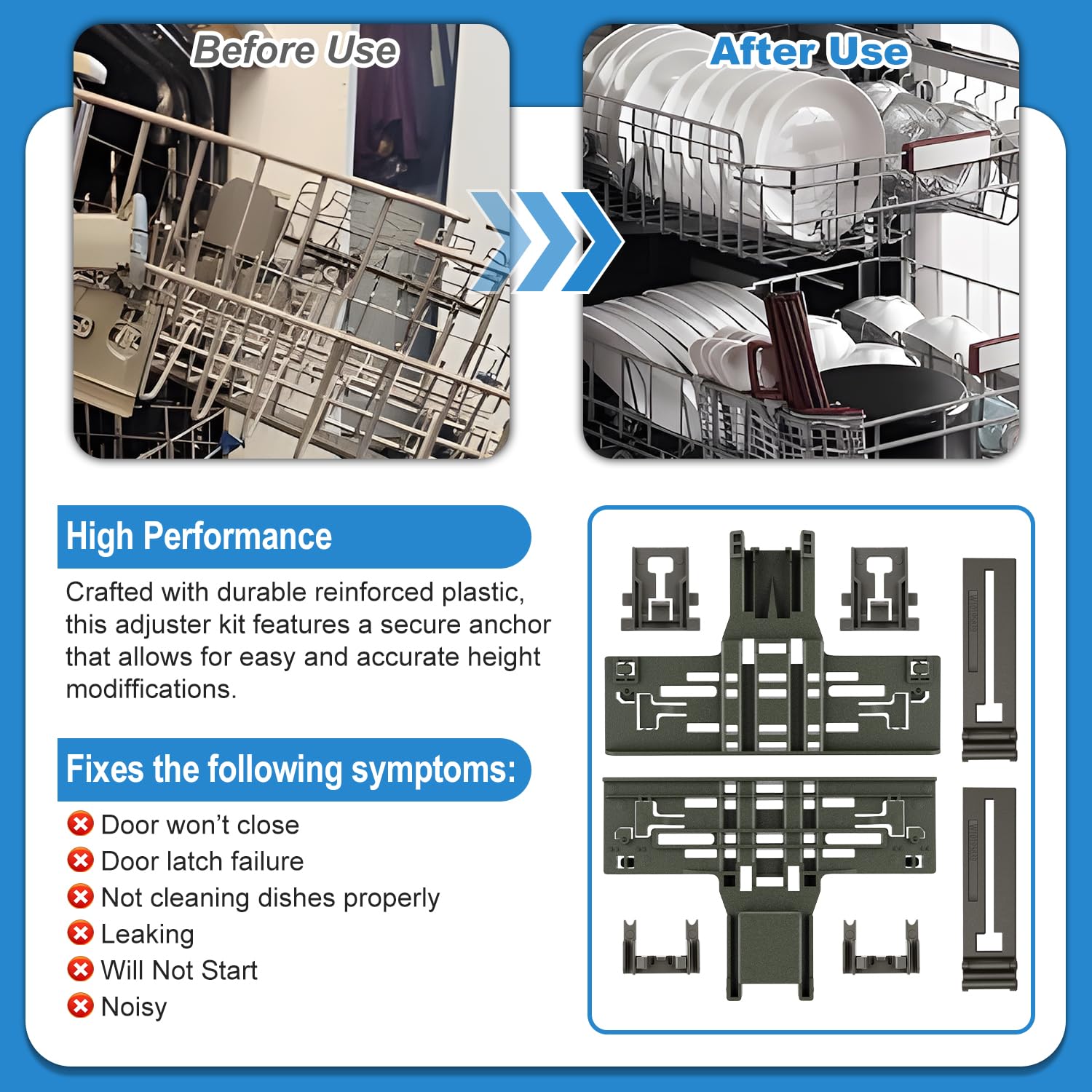 UPGRADED KDTE334GPS0 KDTM354DSS4 KDPE234GPS0 W10306646 Upper Rack Adjuster - Image 3