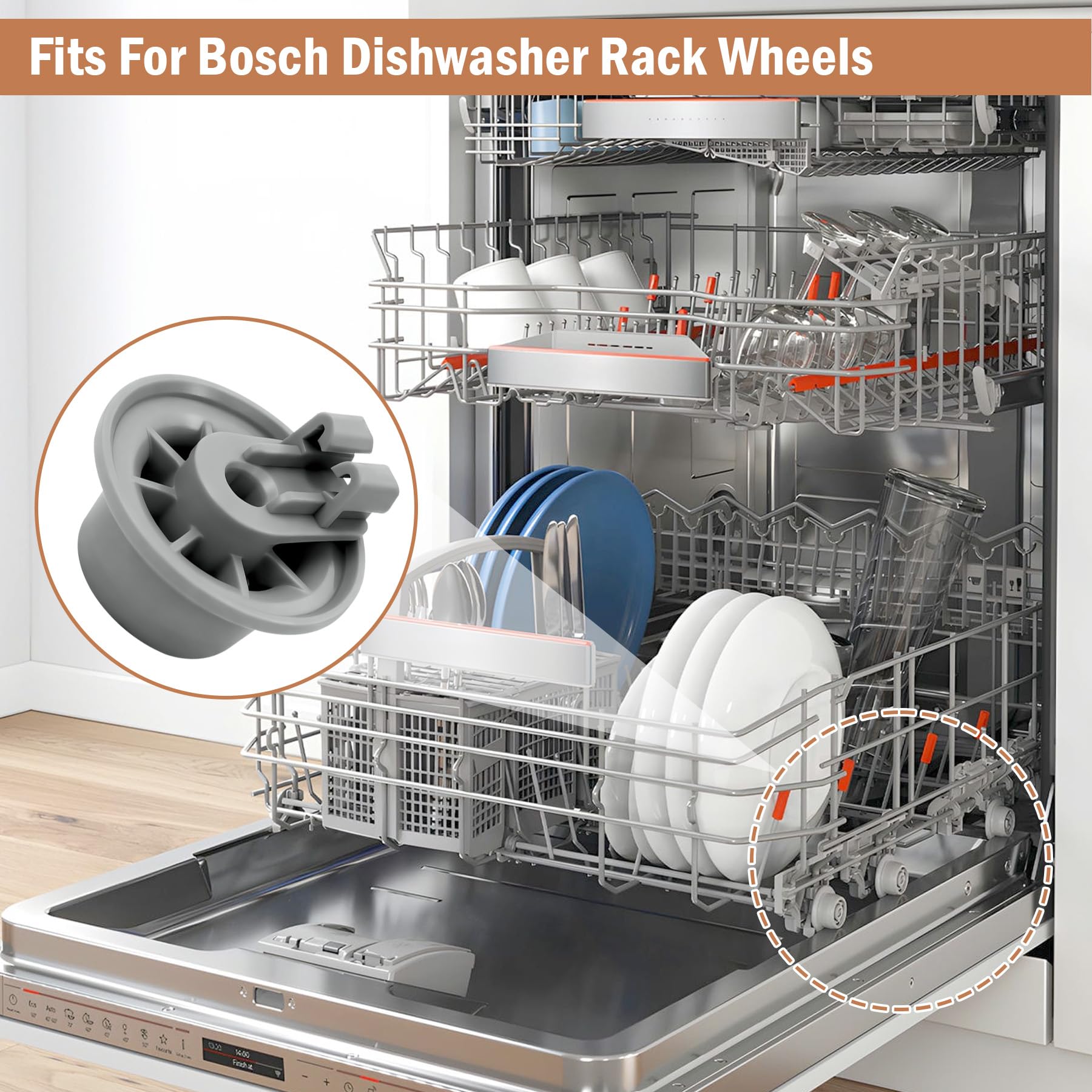 10016657 Fits for Bosch Dishwasher Extended Lower Rack Wheel Kit Replacement for Bosch Dishwasher Rack Wheels (4pack)
