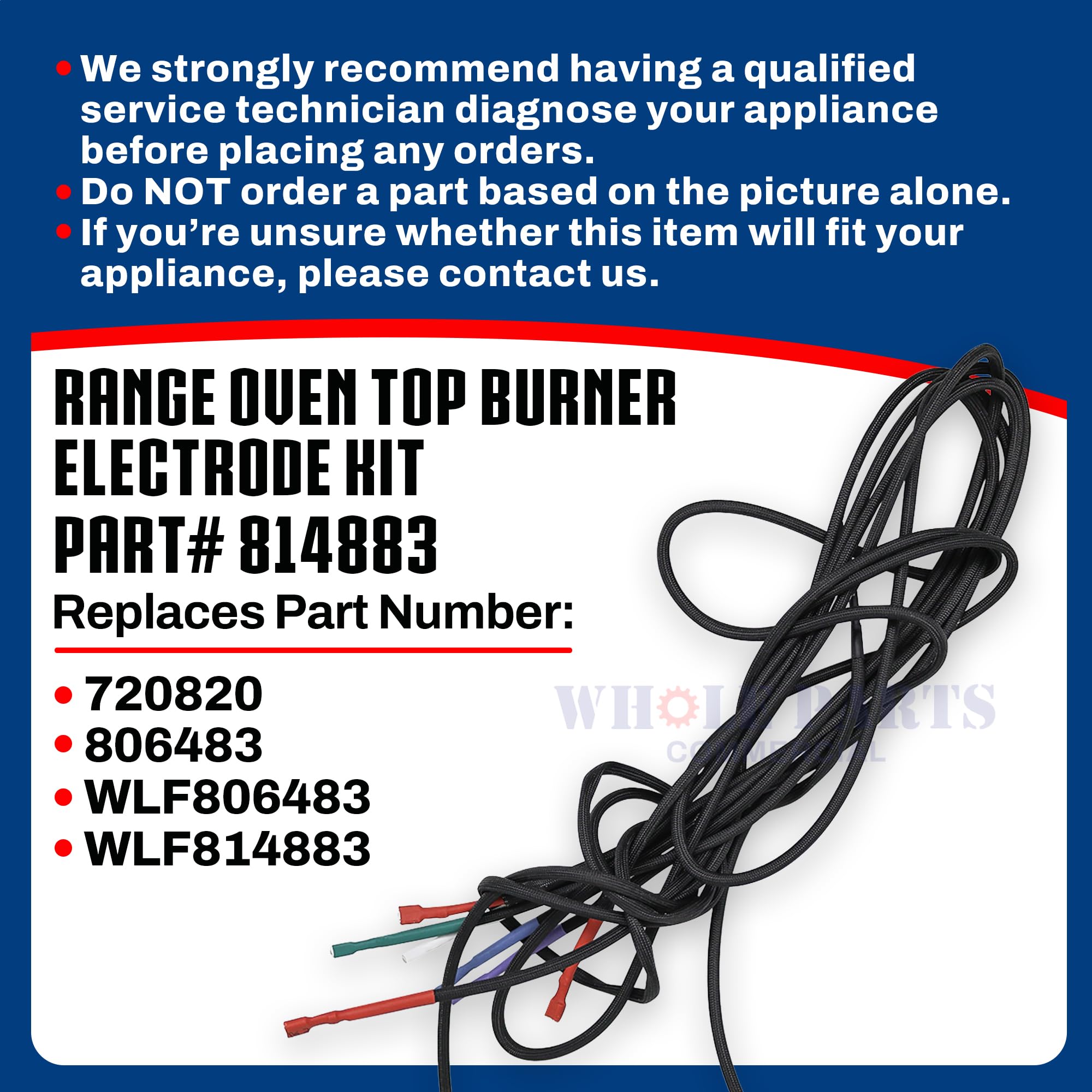 Whole Parts Upgraded Commercial Oven Top Burner Electrode Kit Part# 814883