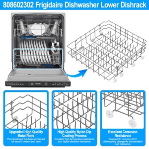 Upgraded 808602302 Dishwasher Lower Rack Compatible with Frigidaire Dishwasher Rack Parts,808602302 5304535768 154432601 FDB1050RES0 Frigidaire Kenmore Dishwasher Bottom Rack Replacement with Wheel