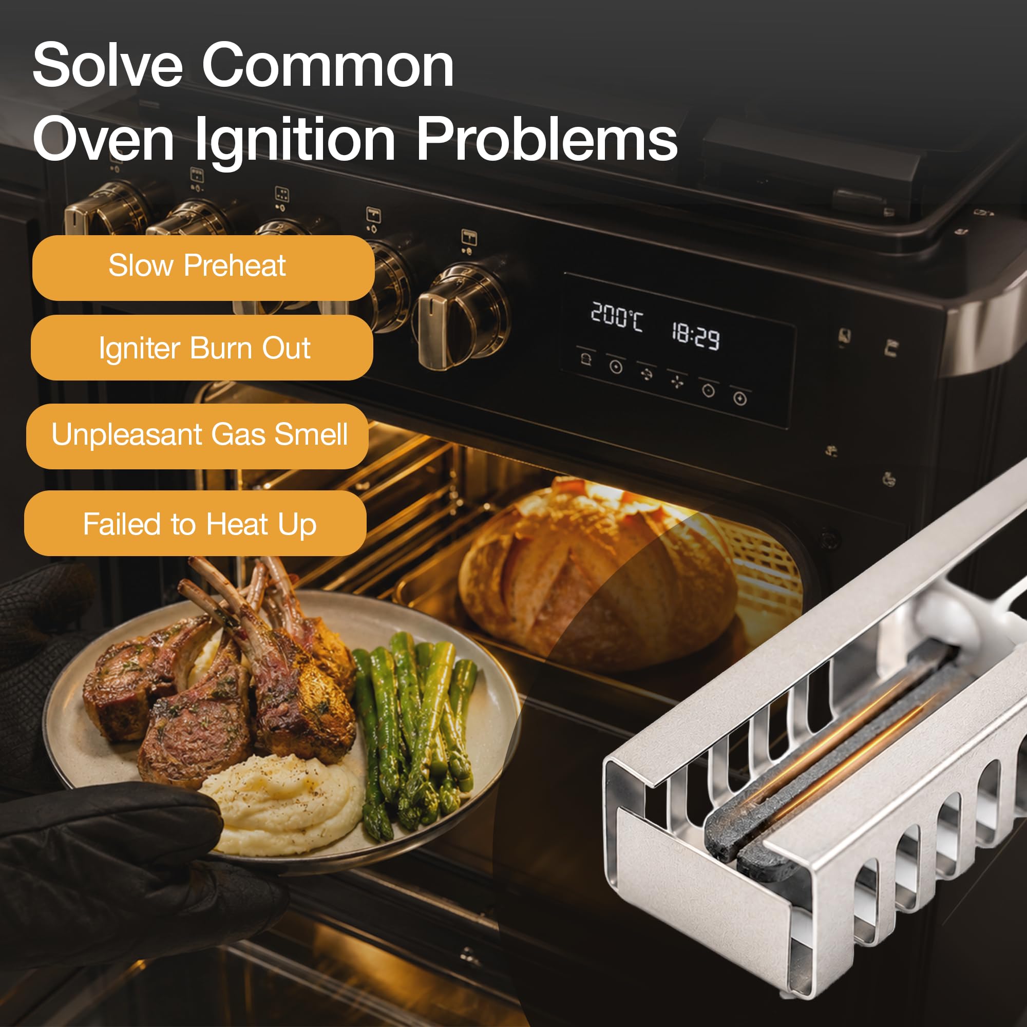 Awoco SiC DS041 Gas Range Oven Igniter for EATON 4100 Automatic Valve