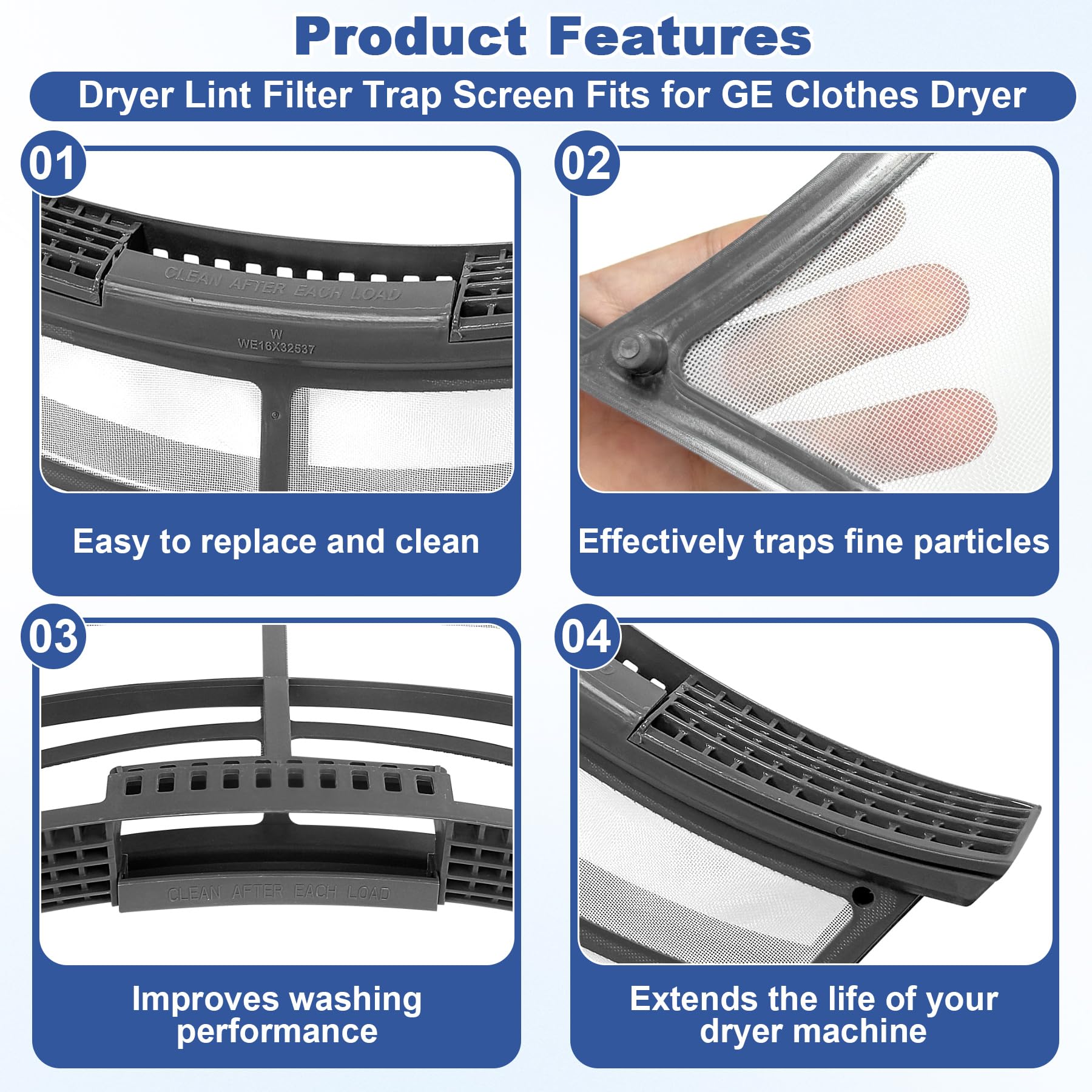 Earthtec Dryer Lint Screen Filter Replacement CompatibleWith GE WE16X32537