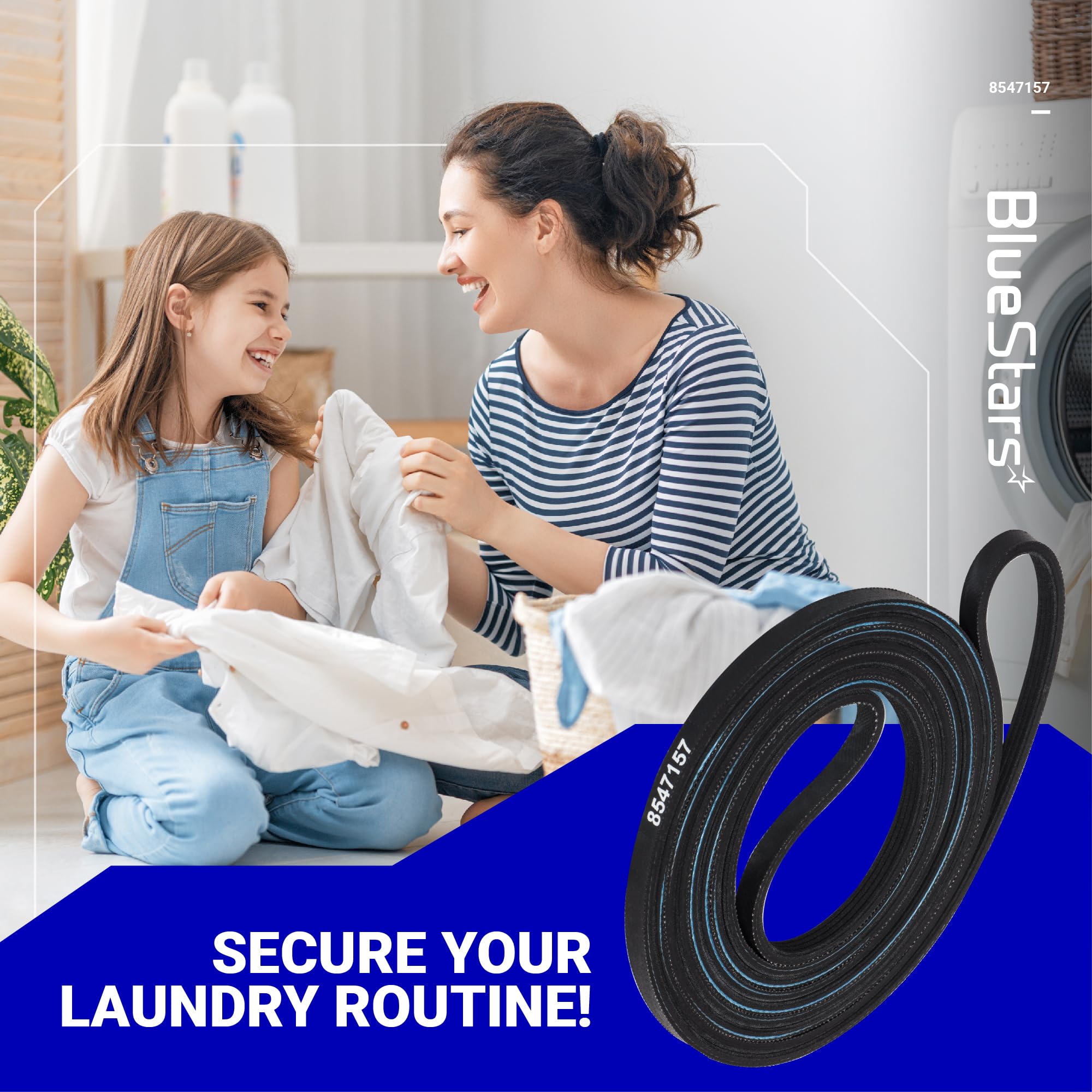 BlueStars Ultra Durable 8547157 Dryer Drum Belt 94 in Replacement Part - Compatible with Whirlpool & Kenmore Dryers - Replaces WP8547157 AP6013152