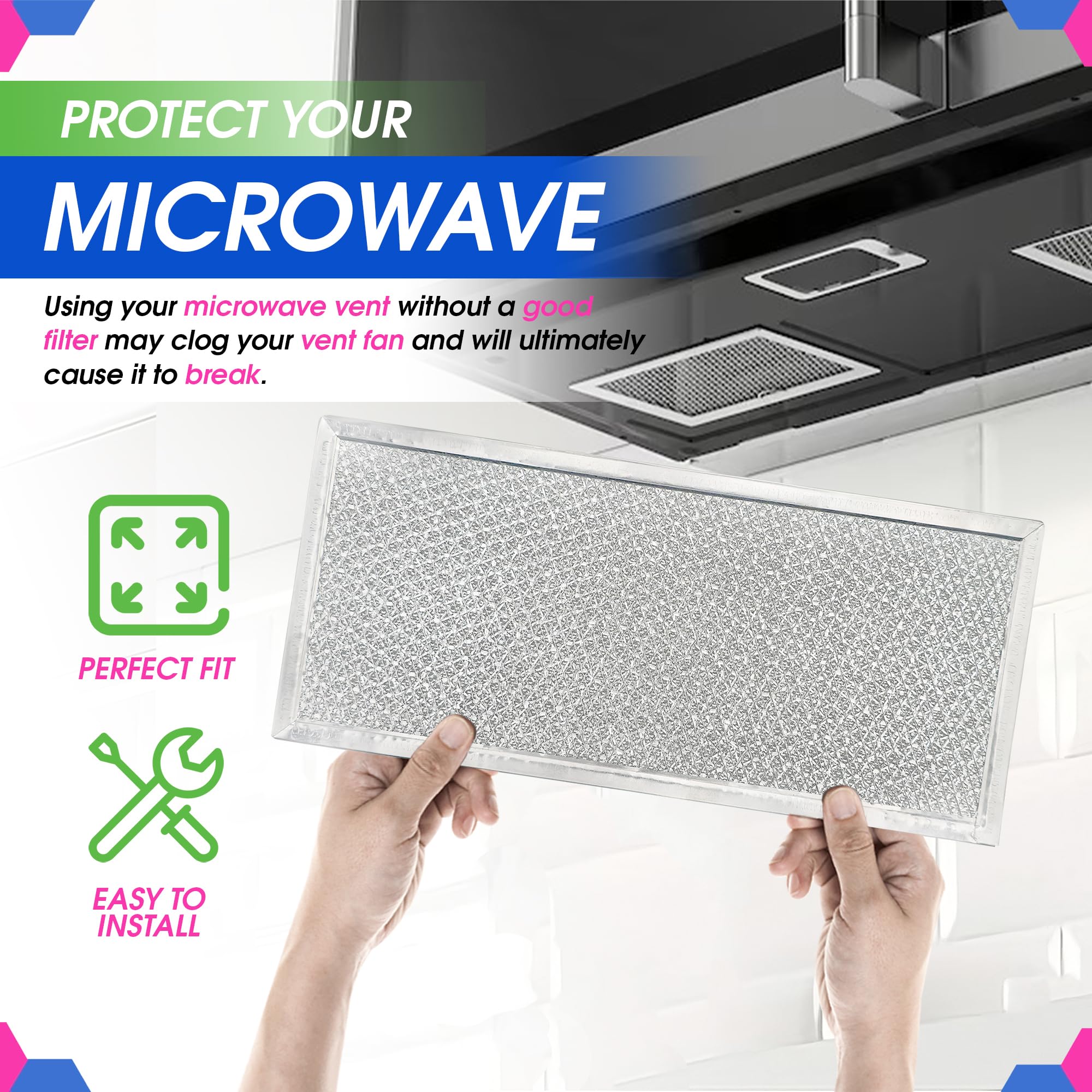 Bagean Microwave Filter 5.8"x12.9" Fits Whirlpool W10208631A Grease Filters - Image 3