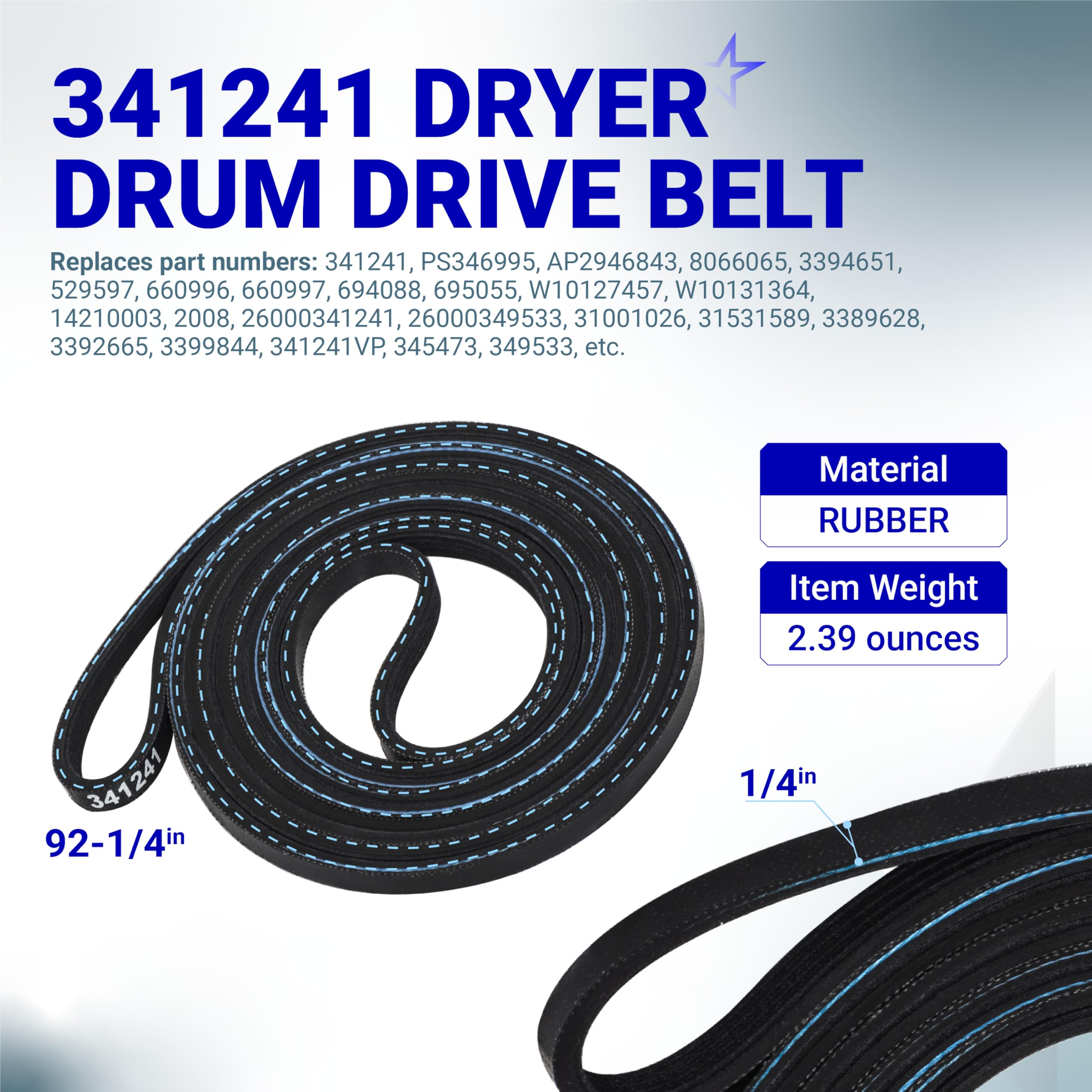 BlueStars 341241 691366 Dryer Drum Belt & Pulley Kit – Compatible with Kenmore Whirlpool Dryers - Replaces 8066065 AP2946843 W10127457 PS346995 3394651 529597 AP6010582 PS11743765 WP691366 337116