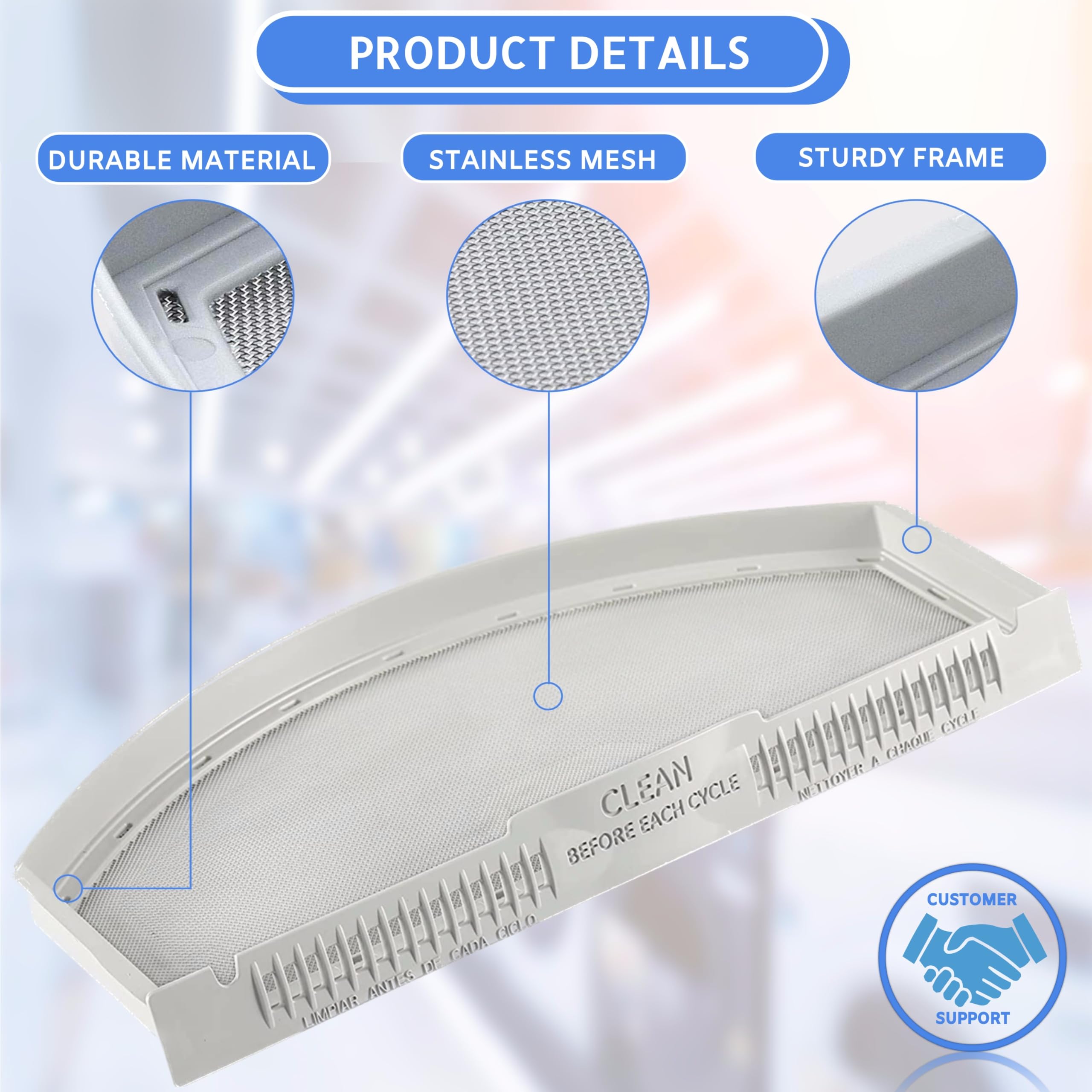 Replacement Lint Screen Filter for GE GTD42EASJ2WW, GTD42GASJ1WW, GTD42GASJ2WW, GTD45EASJ0WS, GTD45EASJ1WS Dryer