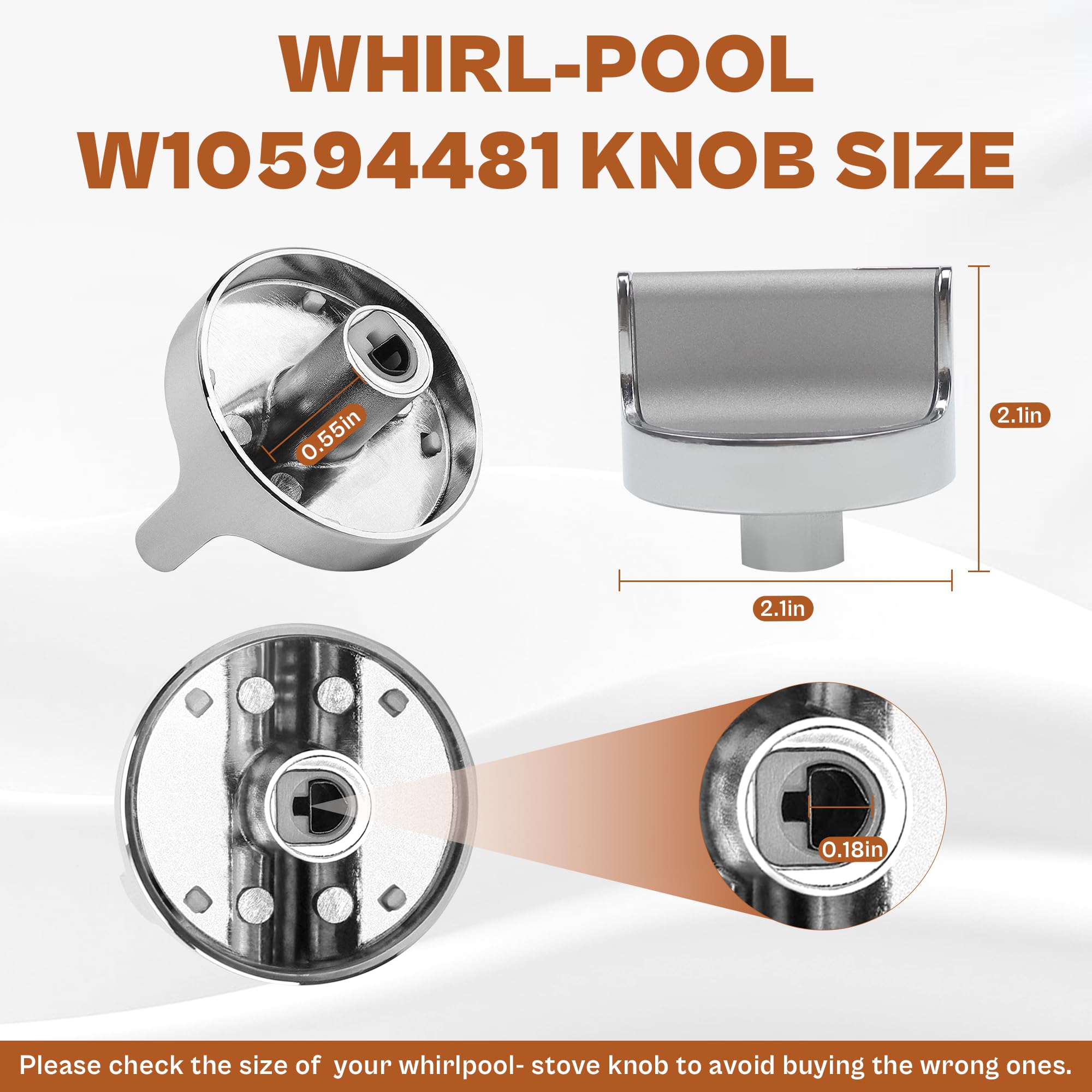 TOMOON 𝗦𝘁𝗮𝗶𝗻𝗹𝗲𝘀𝘀 𝗦𝘁𝗲𝗲𝗹 W10594481 Gas Range Stove Knobs - Image 3