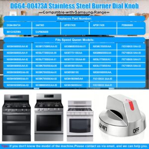 S-Union DG64-00473A Stove Knobs Compatible with Samsung Stove Knob Replacement,for Samsung Gas Range Oven Knobs Parts NX58H5600SS NX58H5650WS NX58J7750SS NX58F5700WS Burner Control Dial Perilla,5pcs