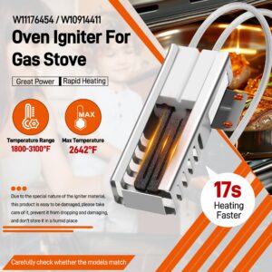 Upgrade W11176454 Gas Range Oven Igniter, Oven Igniter Compatible with Whirlpool Maytag Gas Range Oven Burner Igniter Replacement W10914411 4547416 AP6327293 PS12348439 EAP12348439