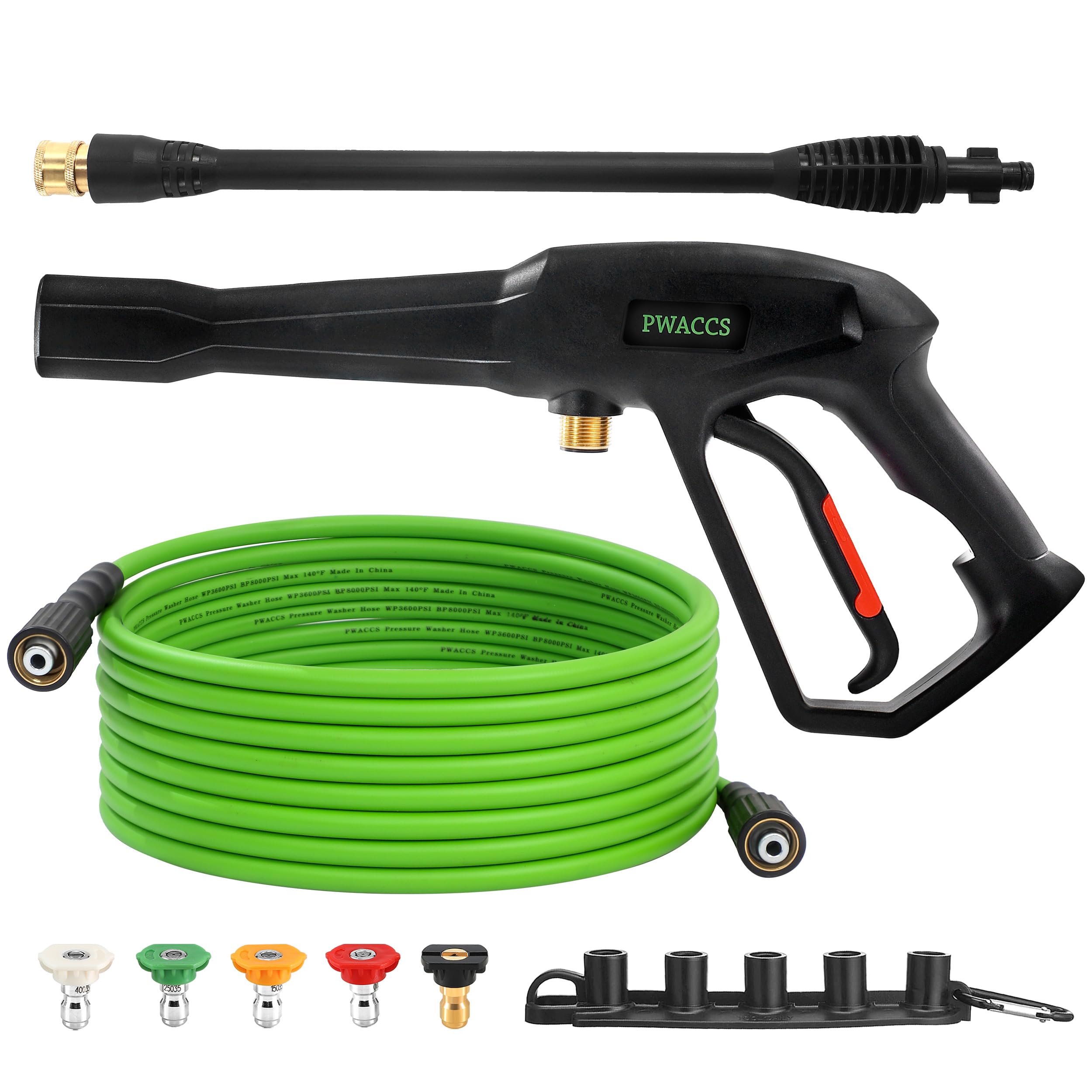 PWACCS Pressure Washer Gun and Hose Kit, 25 FT Power Washer Hose Wand
