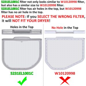 Uszily 5231EL1001C Lint Filter Replacement for LG and Kenmore Dryers, Ultra Durable Lint Screen Trap, Rim with Felt Seal, Filter Size 12.2 * 10.6 * 1.5 inch (31.1 * 27.0 * 3.8 cm)