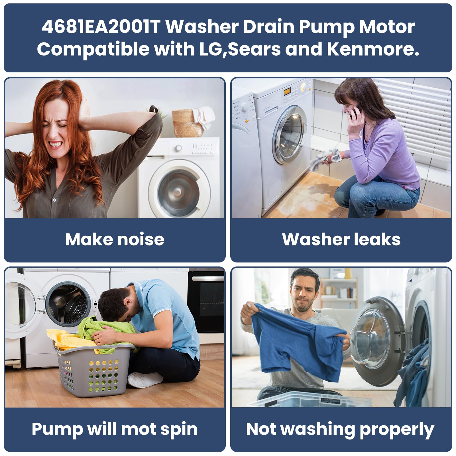 SUREPHON 4681EA2001T Washer Drain Pump Motor Replace for Kenmore & LG Washer Drai n Pump Replacement AP5328388 4681EA1007G 4681EA1007D 4681EA2001N and More