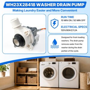 WH23X28418 Washer Drain Pump Compatible with GE Hotpoint Replacement