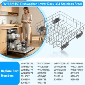 Upgraded W10728159 Dishwasher Lower Rack Replacement for Kitchenaid Maytag