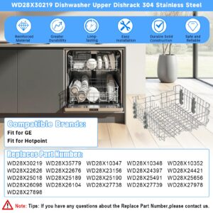 UPGRADED WD28X35779 WD28X30219 Dishwasher Upper Rack Compatible with GE Dishwasher Rack Replacement Parts with Wheel,304 Stainless Steel WD28X30219 WD28X25018 WD28X26104 GE Dishwasher Upper Rack Part