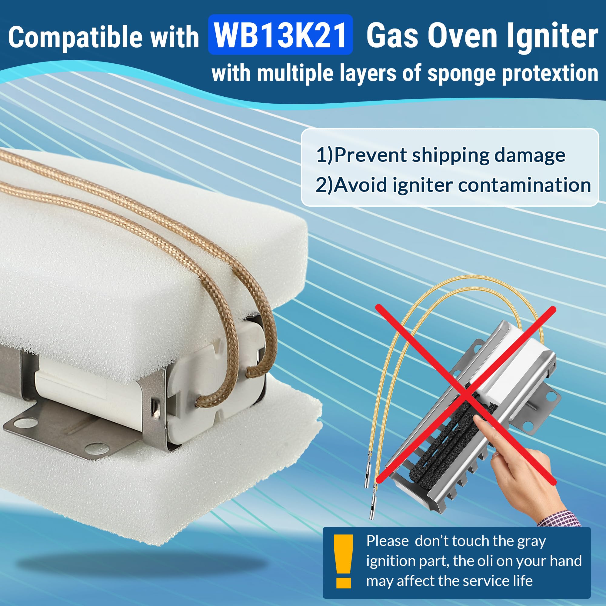 2 Pcs Gas Oven Igniter Compatible with WB13K21, IG9998, AP2020569 PS231280