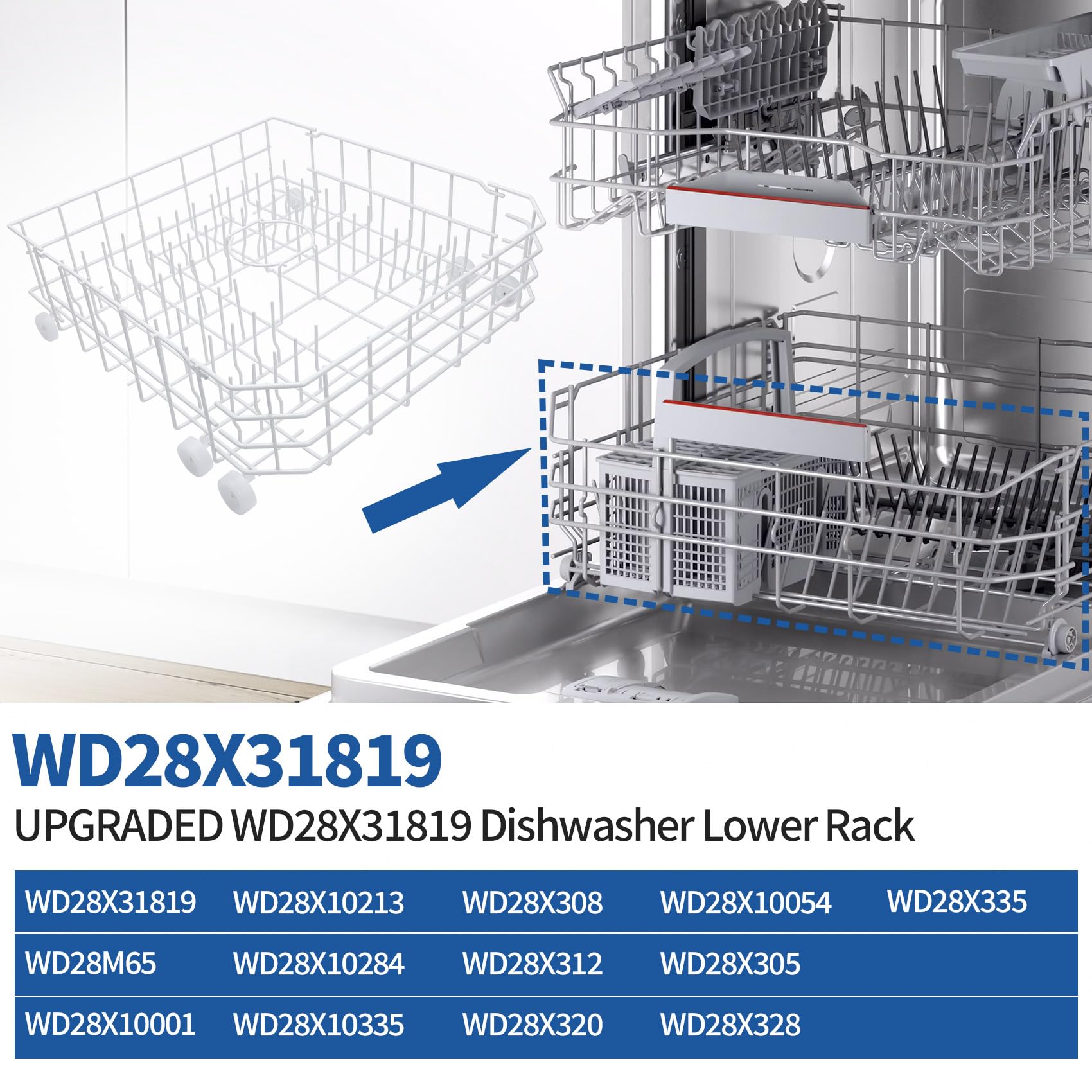 WD28X31819 WD28X10284 Replacement Lower Dishwasher Rack Compatible with GE