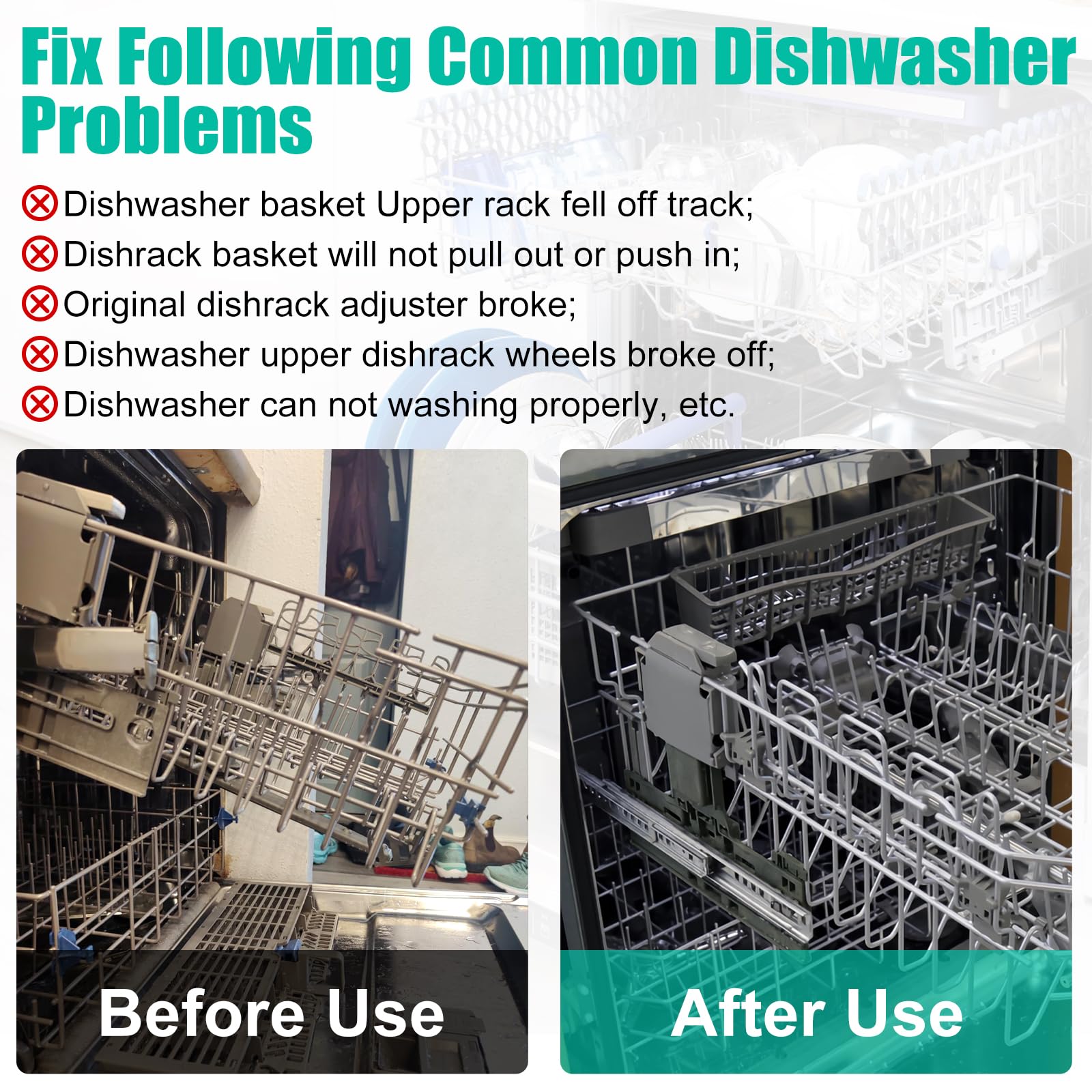 UPGRADED W10350375 W10712395 Dishwasher Top Rack Adjuster Parts Replacement