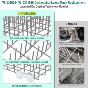 Upgraded W10380384 W10311986 Dishwasher Lower Rack Replacement Compatible with Whirlpool Dishwasher Bottom Rack 300563, DU911PCDQO with WP3376961 Wheels