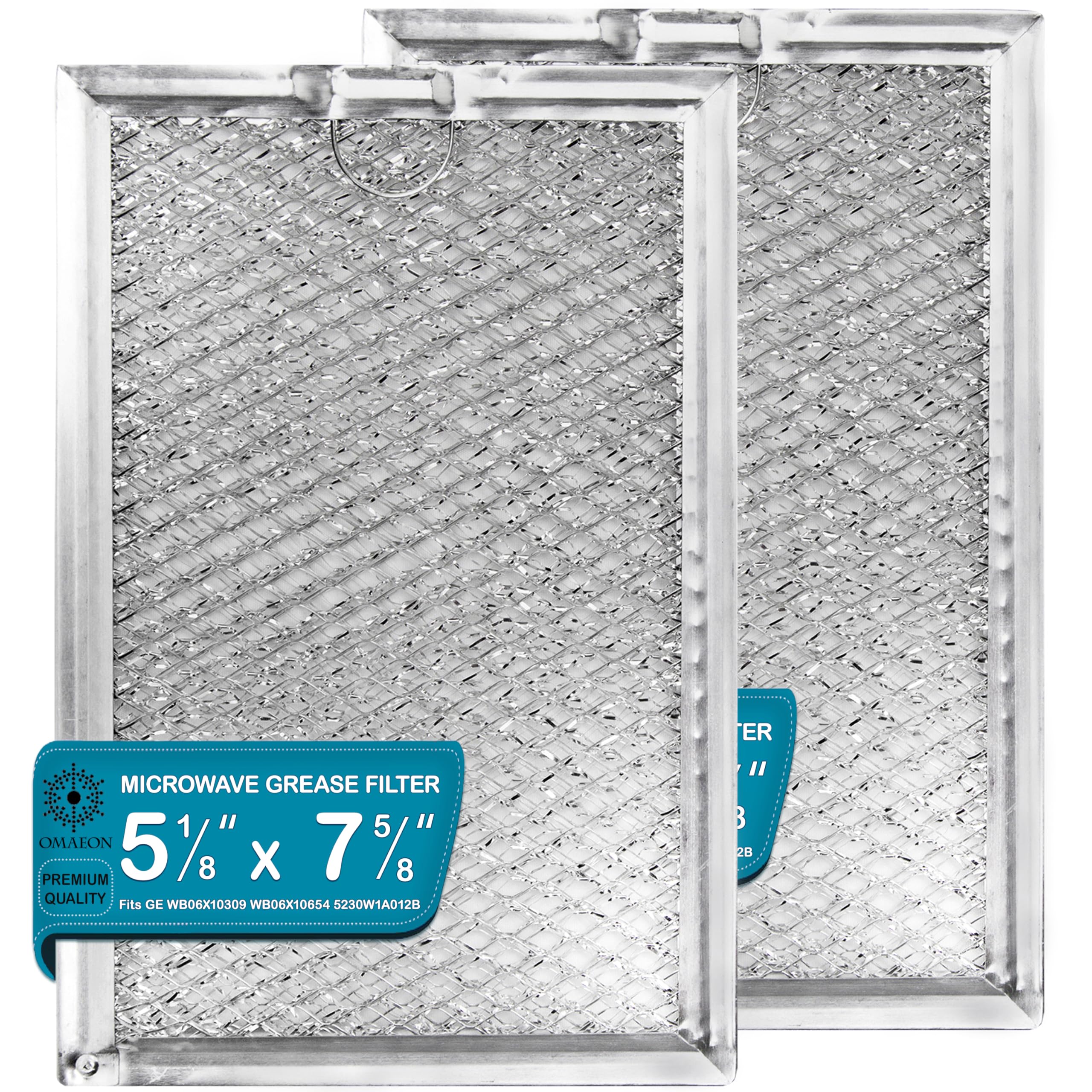 [2 Pack] WB06X10309 Microwave Grease Filter Replacement 7.62" x 5.12" – Fits GE Stove WB06X10359, Hotpoint, Kenmore & LG Microwaves – Aluminum Mesh Vent Filters for Over-the-Range Ovens
