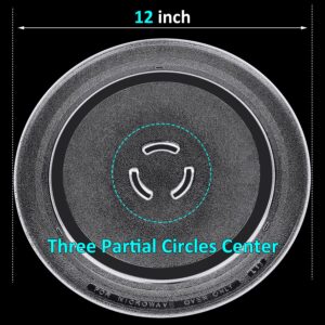 Jolaxy 12" Turntable Plate Replacement for Whirlpool Kenmore Maytag Amana Estate Microwaves, 4393799 Glass Cooking Tray with Three Partial Circles Center