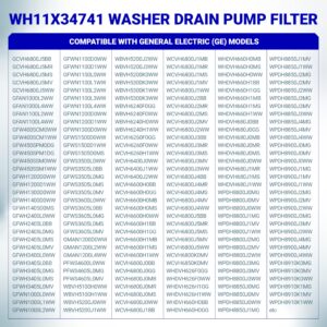 WH11X34741 Washer Drain Pump Filter for GE by BlueStars - Replaces WH23X10029 WH23X10027 AP7205454 4977949 PS16874133 EAP16874133 - Washing Machine Water Filter Replacement