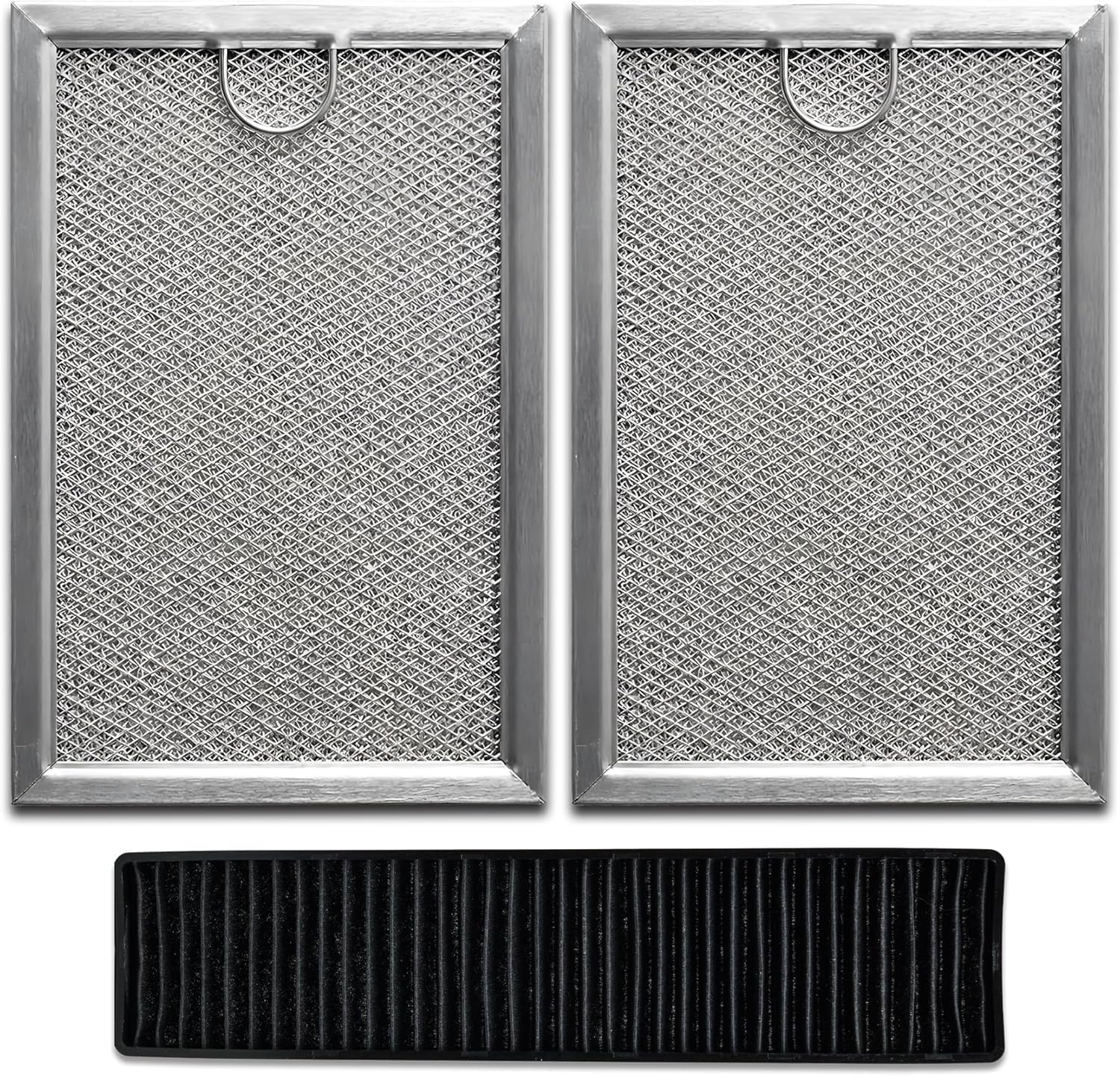 3-Pack Microwave Filter Set Fits for GE JVM7195SK6SS, PNM9216SK5SS, JVM7195EK5ES JNM7196DK5BB, JVM7195DK5WW, JNM7196SK6SS – Microwave Oven Grease & Charcoal Filter Replacement Part, Aluminum Mesh
